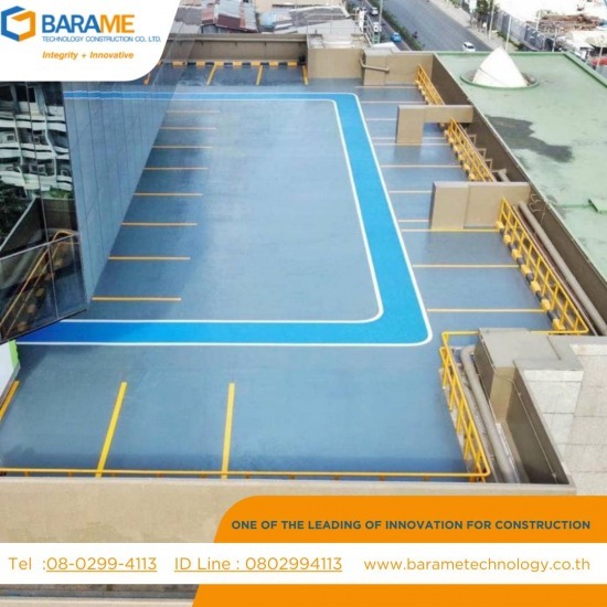 ออกแบบก่อสร้างสนามกีฬาพื้นพียู-บารมี - พื้นลานจอดรถ Car Park-Decking, พื้นทางจักรยาน Bike Lane